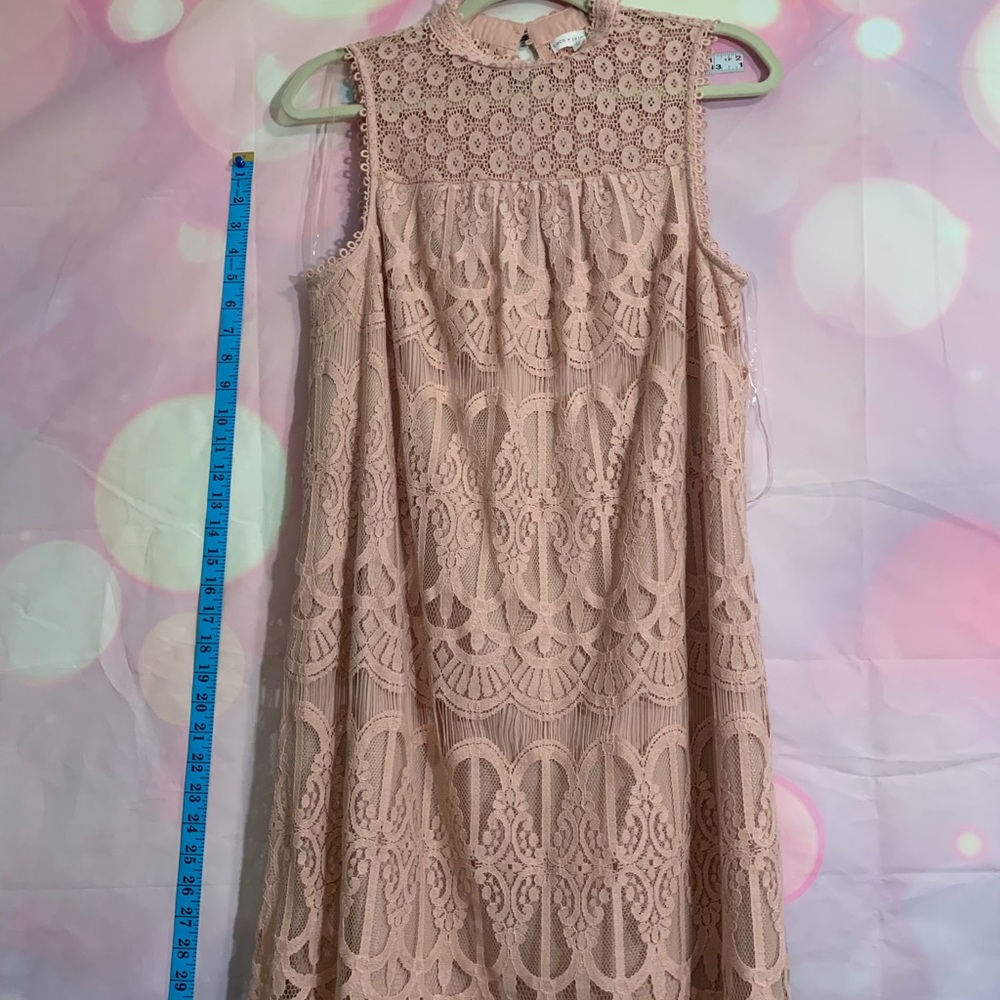 Coco+Jaimeson Pale Dusty Pink Crochet Dress size M